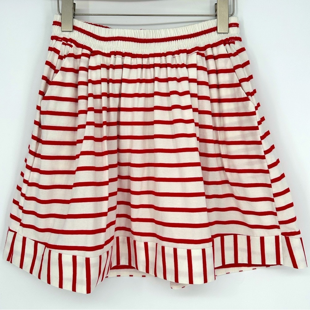 Red and White Striped Women's Skirt